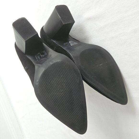 FOREVER 21 Boots Women 10 Black Faux Suede High Heel Ankle Point Toe Block Heel - Picture 6 of 7